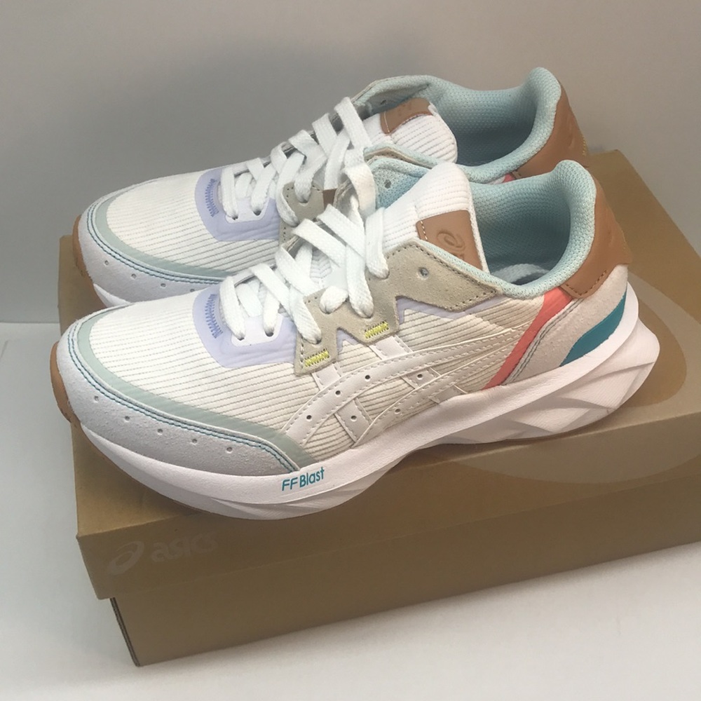 Asics White and Light Blue Athletic Shoes